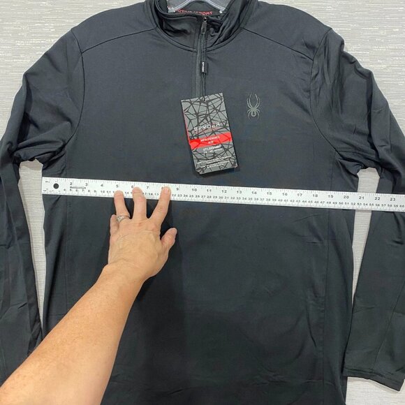 SPYDER 1/4 Zip Shirt Mens Medium Black Base Layer Quick Dry Pullover - Picture 10 of 13